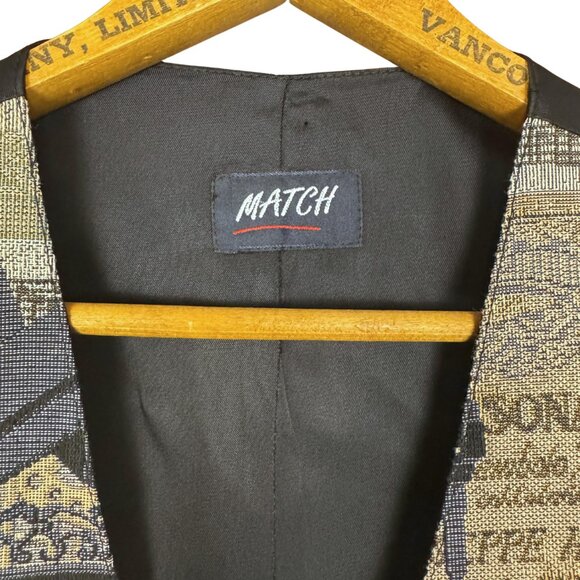 Vintage 90s Piano Print Tapestry Vest, Waistcoat, Music Theme, Musician Gift - Picture 8 of 11